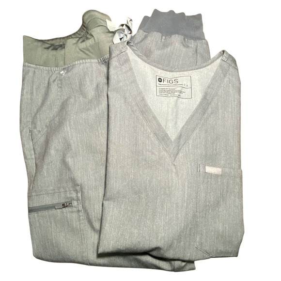 Figs Other - FIGS Technical Collection Gray Catarina Top and Zamora Joggers Scrubs Set Large
